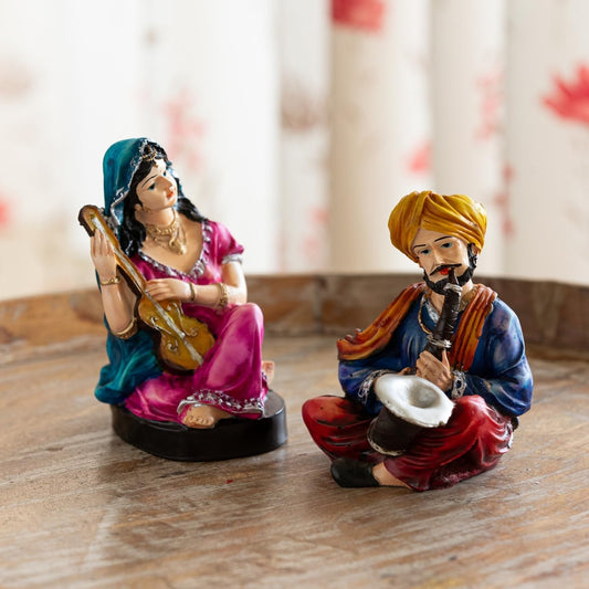 'Bhangra Bliss' Punjabi Folk Couple Resin Decorative Showpiece for Living Room (Hand-Crafted, 16.5 cm) | Home Decoration Items for Living Room Showpieces for Home Décor Return Gifts