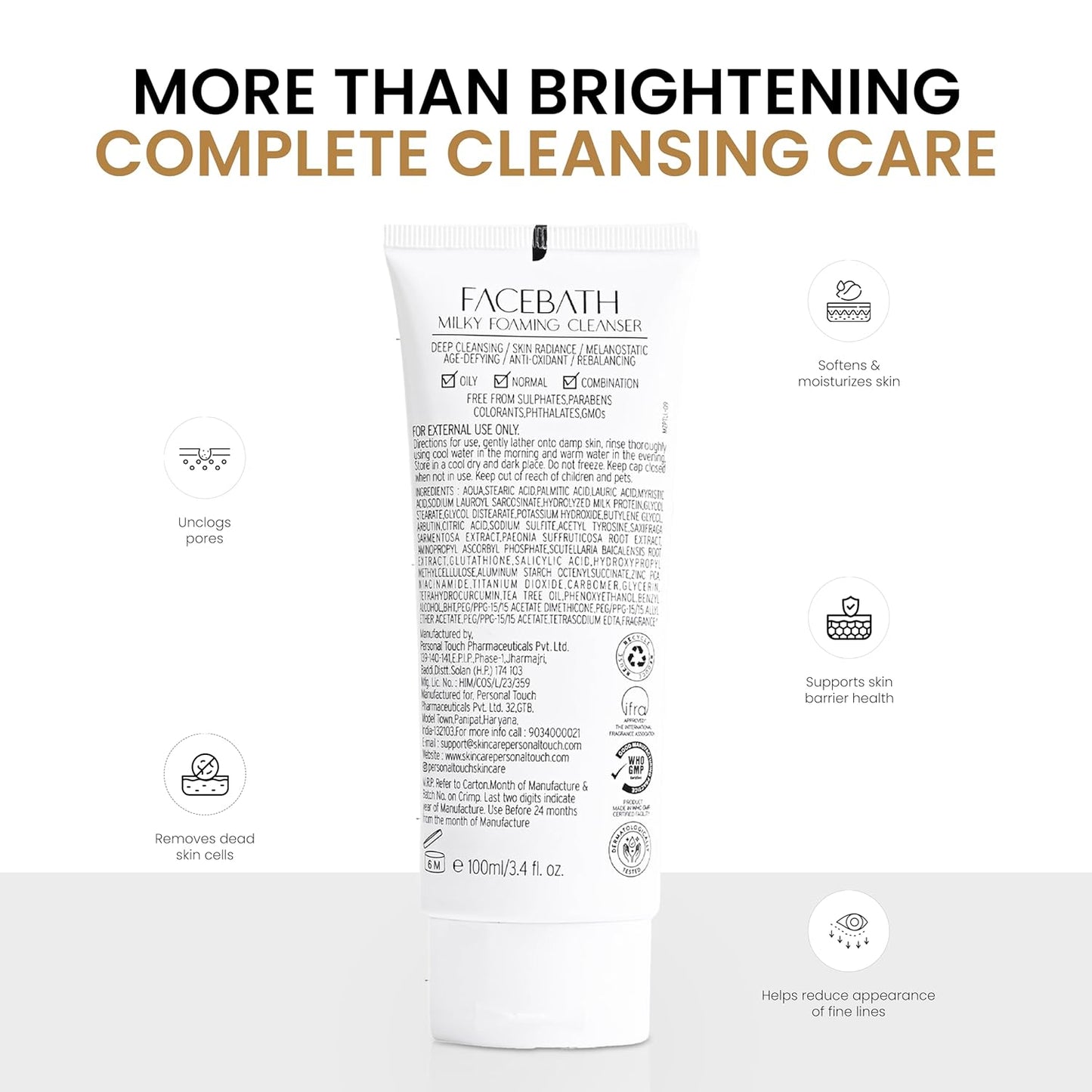 Personal Touch Face Wash for Women & Men | Deep Cleansing Face Cleanser with Niacinamide, Salicylic Acid & Tea Tree | Radiance, Pigmentation Care | Age-Defying, Anti-Oxidant, Rebalancing | 50 ml
