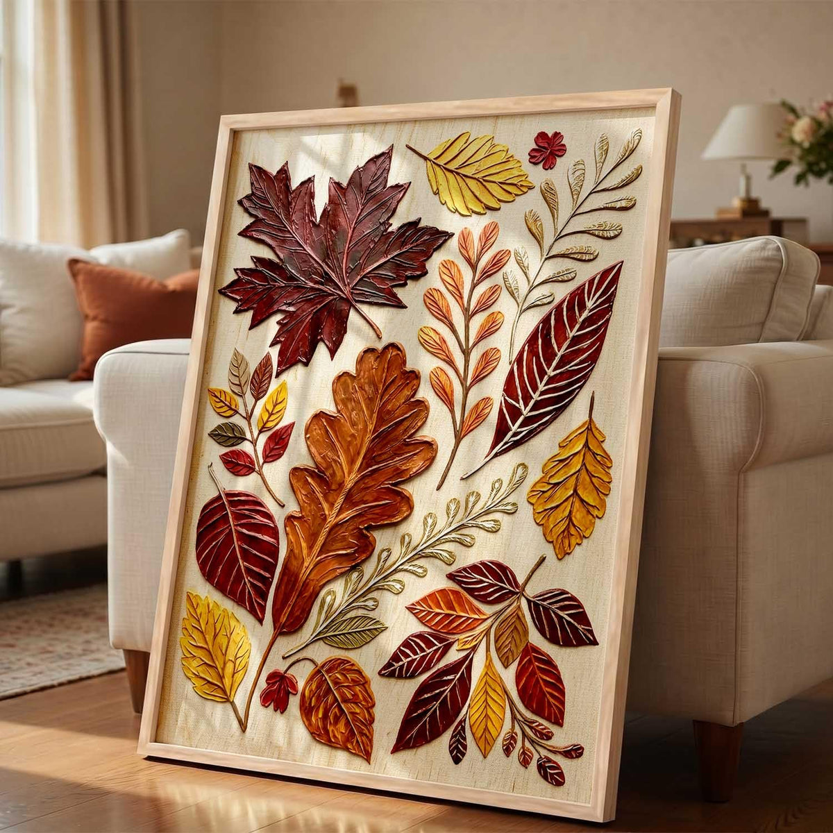 Abstract Floral Art WALL Framed Painting | Big Aesthetic WALL Framed Paintings for Living Room Bedroom Wall Decor (19x25 inch)