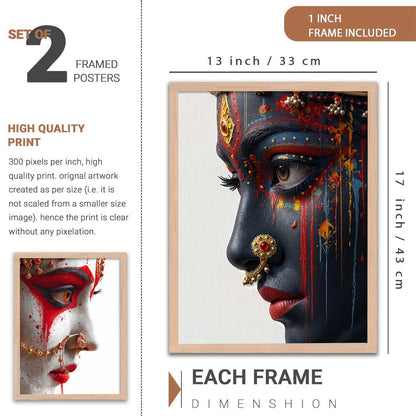 Set of 2 Framed Wall Art Prints, Premium HD Modern Wall Decor for Living Room, Bedroom, Office & Home, Abstract, Spiritual, Floral, Nature, Botanical & Boho Artwork, Ready to Hang (Shiv parwati 3, 13X19, Brown)