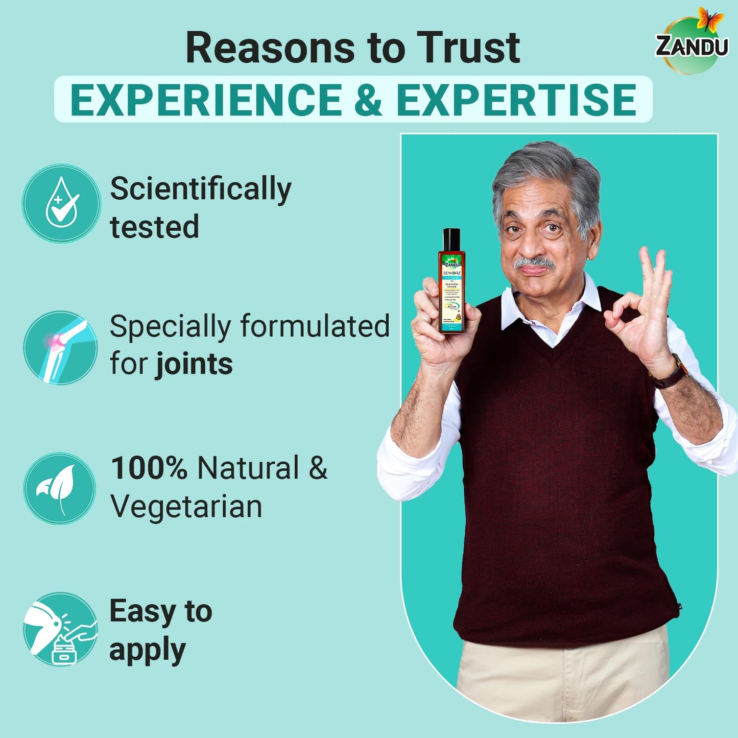 Zandu Seniorz Pain Relief Oil, 200ml, Helps Reduce Joint & Muscular Pain, Long lasting relief from Knee, Neck, Back, Shoulder, Wrist Pain, 100% Ayurvedic & Natural