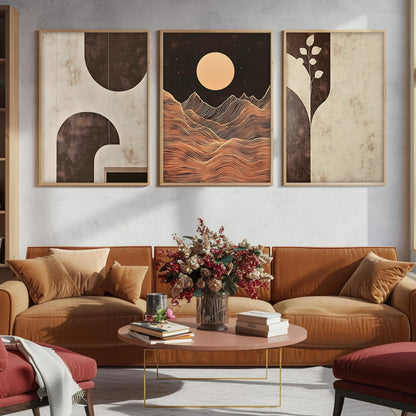 Painting Boho Wall Art Home Decoration Paintings With Frame For Living Room Bed Room Hotel Wall Decor Digital Reprint Set of 3 (Boho 3, 13x19 inch)