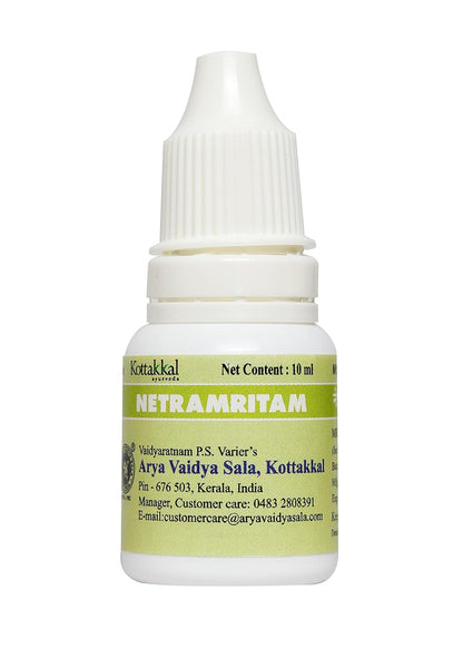 Kottakkal ayurveda® Netramritam - 10 ml, Liquid Eye Drops For Healthy Eyes, With Natural Ingredients