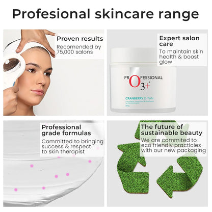 O3+ Cranberry D-TAN Face Pack with Natural Extracts for Instant Tan Removal & Glowing Skin - Ideal for Oily Skin (300g) | Detan Mask for Tan Removal for Face and Body