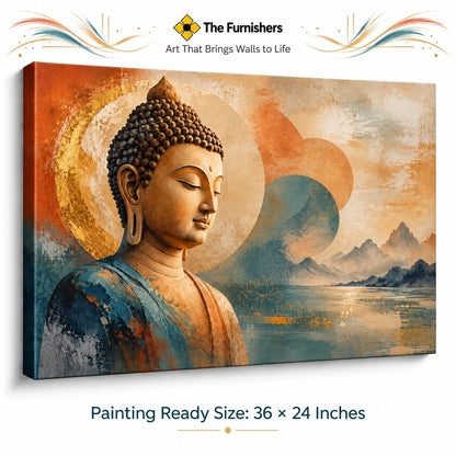 Inner Stillness UNFRAMED 36 x 24 Inch Canvas Painting roll, Modern Vastu Inspired Wall Art, Peaceful Digital Painting for Home, Living Room, Bedroom, Office, Hotels, Artwork for Gifting