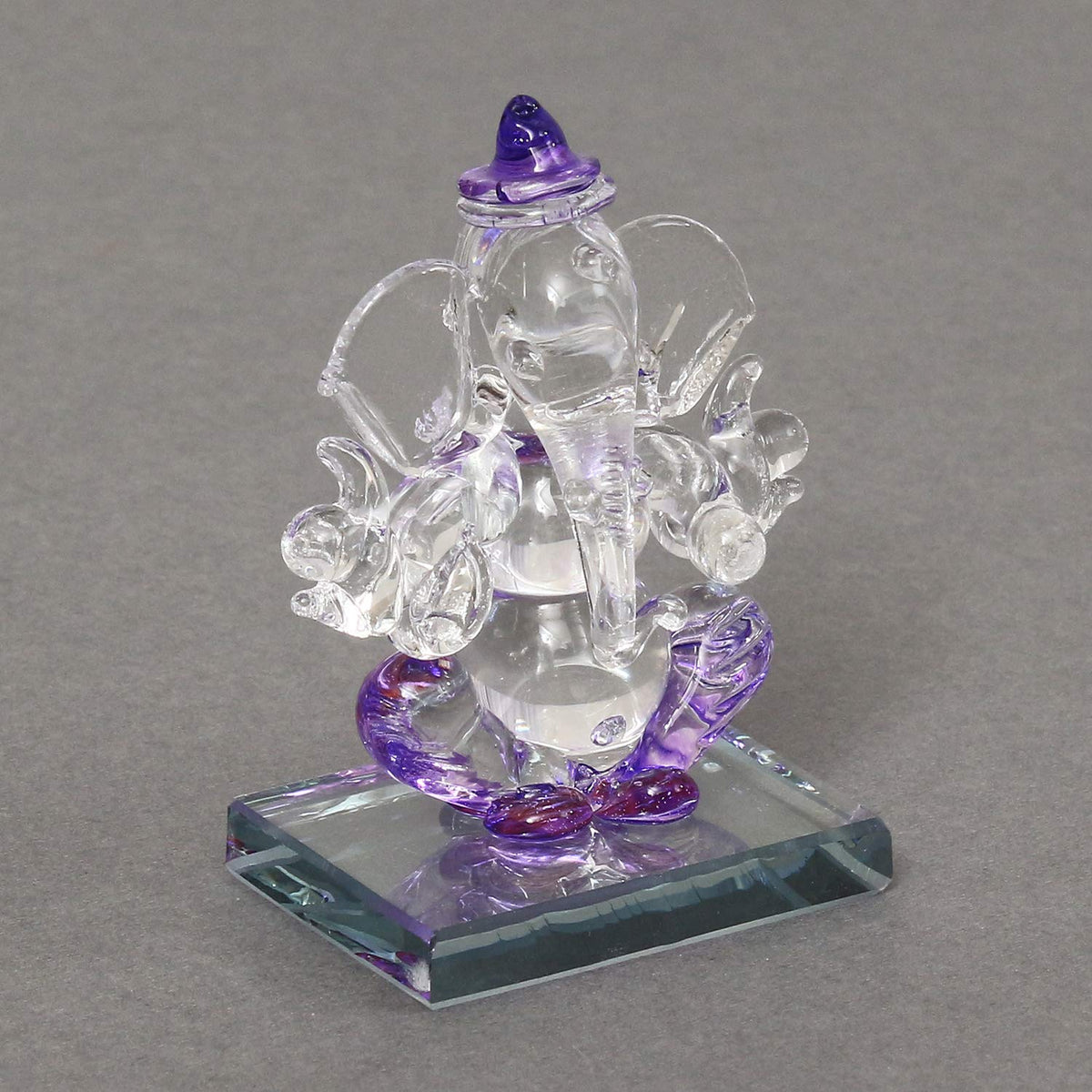 Purple and Transparent Double Sided Crystal Car Ganesha Showpiece