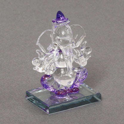 Purple and Transparent Double Sided Crystal Car Ganesha Showpiece