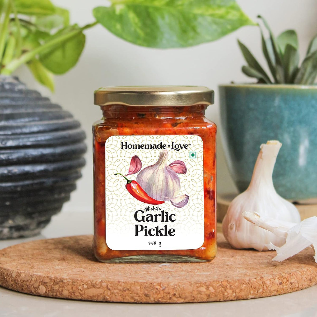Homemade Love Garlic Pickle | Spicy Lasun ka Achaar Made with Raw Garlic, Ginger, Hing, and Spices