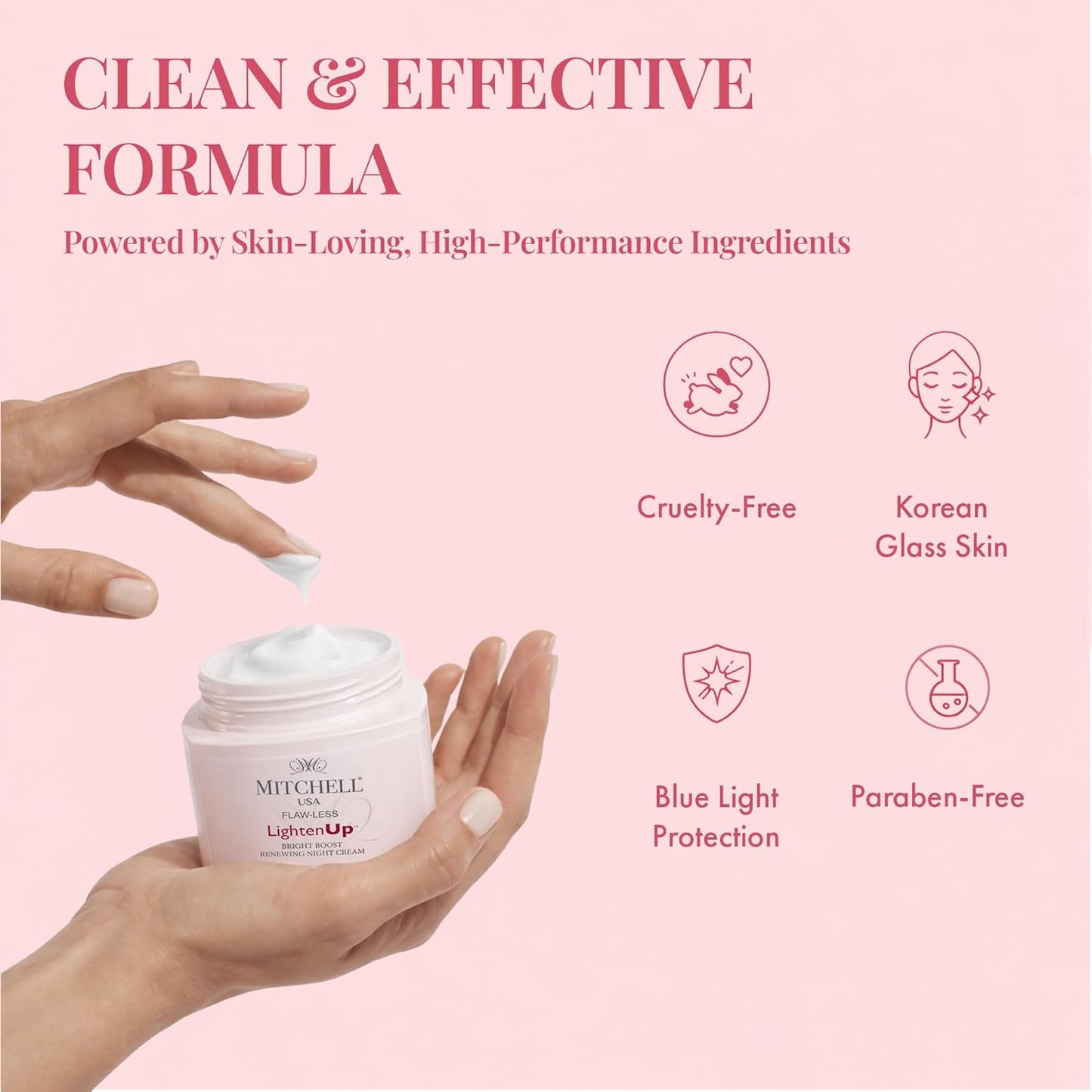 Mitchell USA Brightening Korean inspired Night Face Cream | Reduces Dark Spot, Pigmentation, Wrinkles | With Niacinamide, Peony Flower Extract | Anti Aging Cream for Men & Women | All Skin Types | 50g