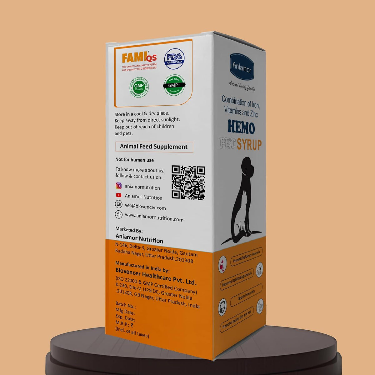 Aniamor Hemo Pet Syrup for Dogs and Cats|Iron Syrup|Iron Syrup|Pets Supplement|All Life Stage|200ml Bottle