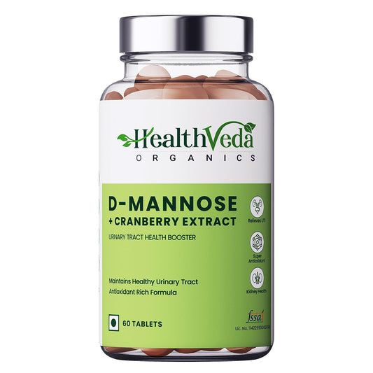 Zephivo HEALTH VEDA ORGANICS PRIVATE LIMITED D-Mannose 500 mg + Cranberry Extract 200 mg | 60 Veg Tablets I Supports Kidney Health & Urinary Tract Infection