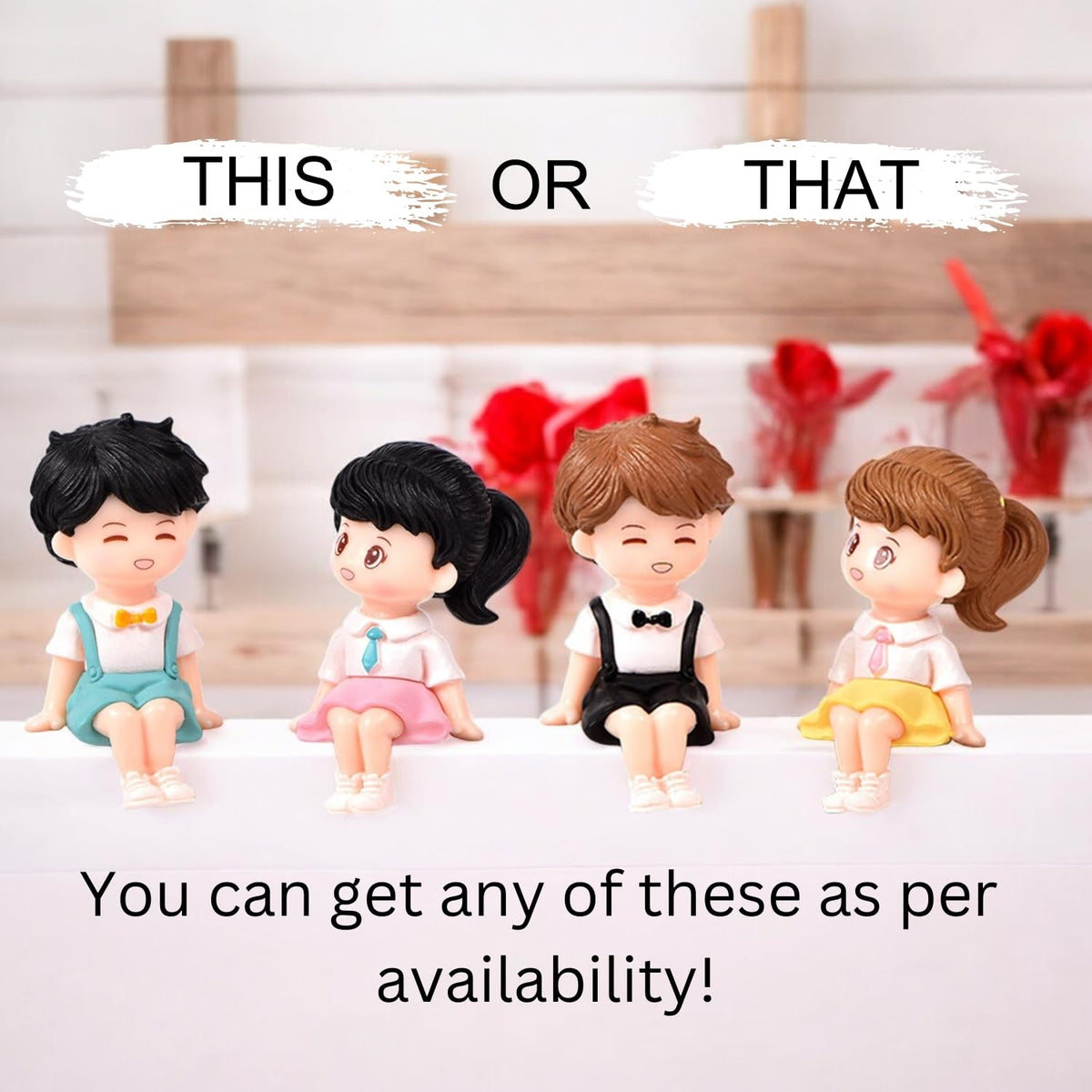 Mini Couples Romantic Gift for Girlfriend Boyfriend Figurines and Valentine Decoration Items Showpiece for Valentines Gift Miniature Set for Living Room Bed Room Decoration