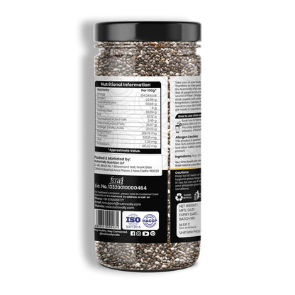 NutroVally Chia Seeds |Help for weight loss|Rich in Omega-3, Calcium, Protein, Fiber & Antioxidants| chia seeds| Healthy Snack for Immunity & Digestion |chia Seed for skin glow|Edable seeds