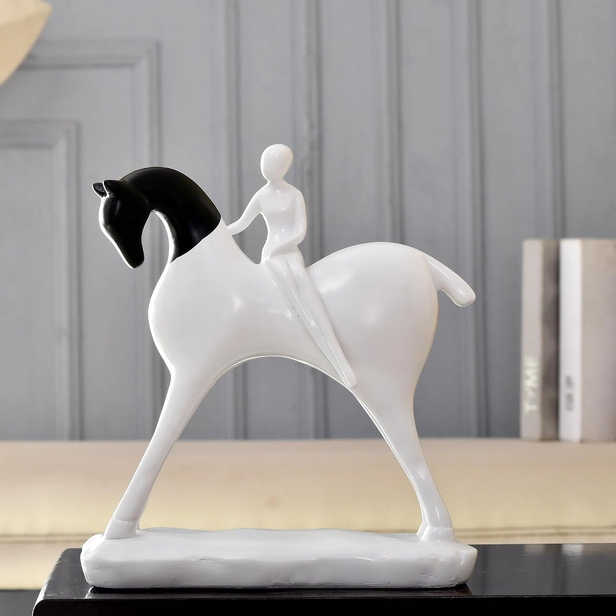 Modern Artistic Horse and Rider Figurine | Resin Home Decor Accent | Unique Art Piece for Living Room, Office, or Entryway | Elegant and Sleek Design