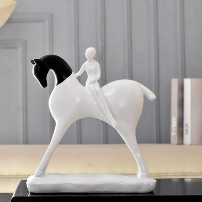 Modern Artistic Horse and Rider Figurine | Resin Home Decor Accent | Unique Art Piece for Living Room, Office, or Entryway | Elegant and Sleek Design