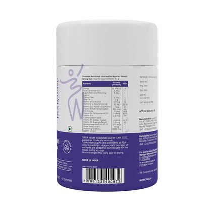 Be Bodywise Biotin Hair Gummies | 60 Days Pack | With Biotin, Zinc, Folic Acid, Fibre & Multivitamin | Strawberry Flavour | No Added Refined Sugar & Gut Friendly
