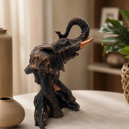 Majestic Elephant Figurine for Home & Office Décor | Handcrafted Modern Showpiece for Living Room, Study, Shelf & Table Styling (Bronze Finish)
