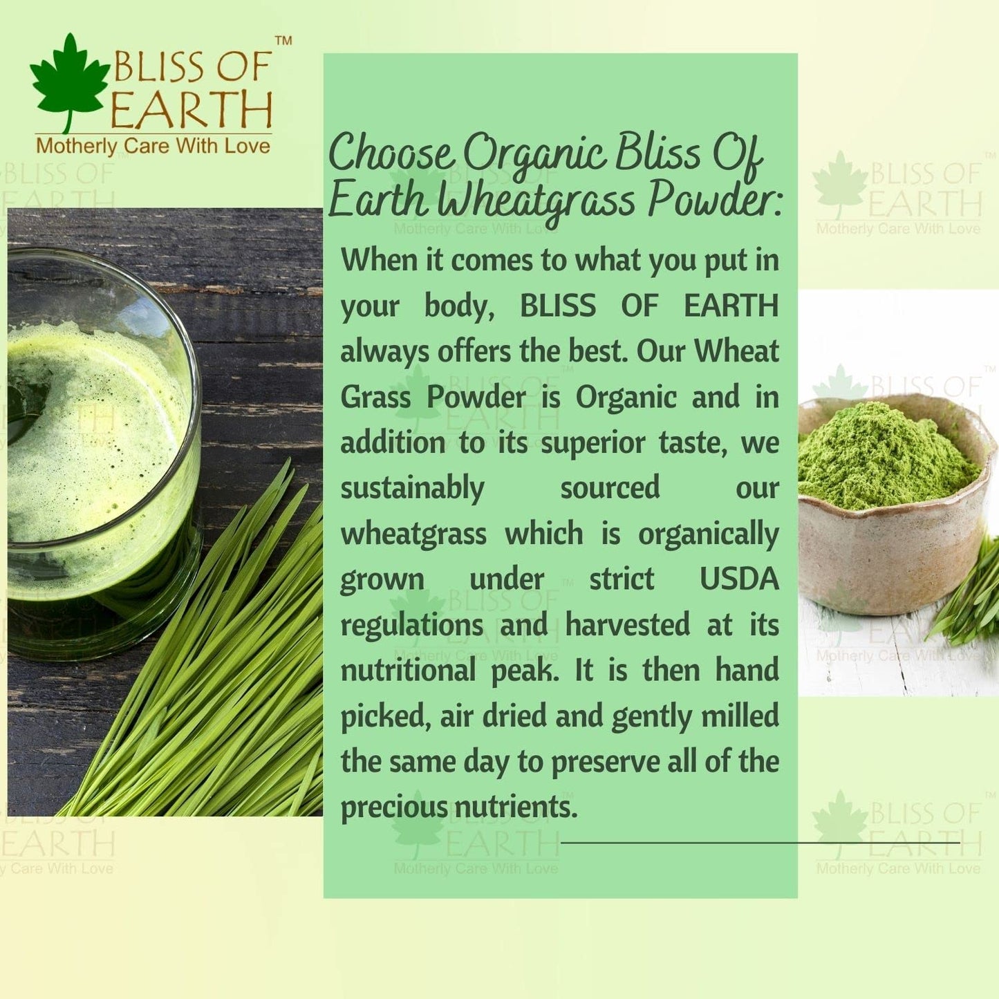 Bliss of Earth Wheatgrass Powder Organic, Super Food Dietary Supplement 250 gm