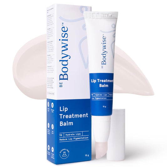 Be Bodywise Lip Treatment Balm 15g for Dry & Chapped | With Shea Butter, Squalene & Niacinamide | Treats Pigmentation & Deeply Moisturizes Lips, White