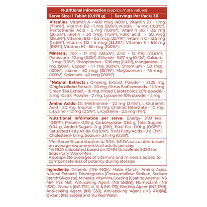 Siens By Dabur Multivitamin for Men-30 tablets | Enriched with 34 nutrients to Support Overall Health, Energy, Stamina & Muscle Function