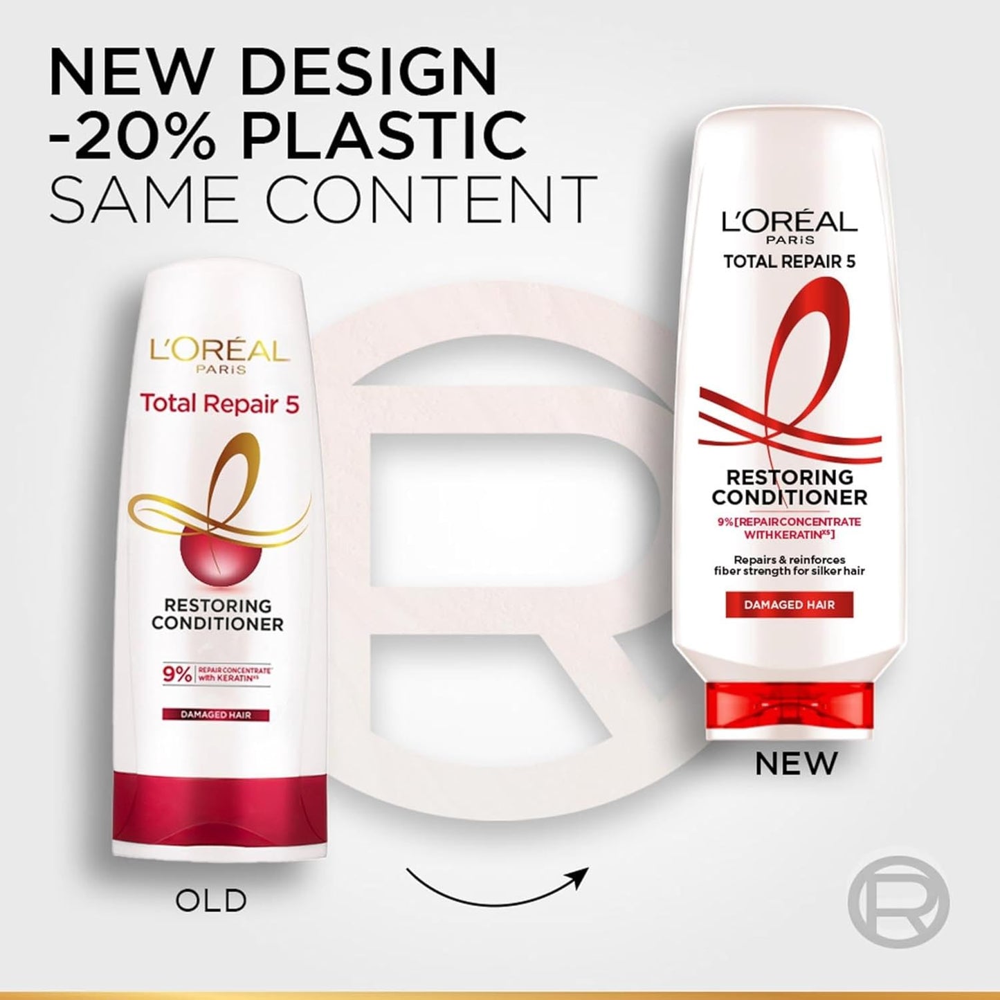 L'Oreal Paris Total Repair 5 Conditioner For Damaged Hair | Powered by Keratin XS Technology| Fights 5 Signs of Hair Damage- Frizz, Breakage, Dryness, Stiff Hair, and Split ends | 340 ml