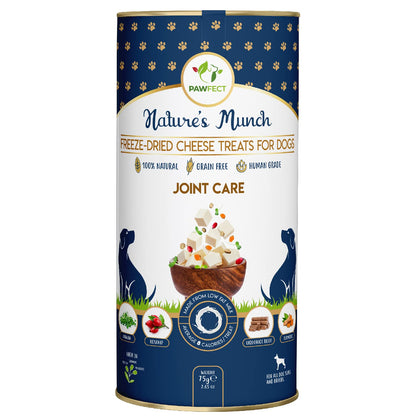 Pawfect Nature's Munch Freeze-Dried Cheese Joint Care Treats for Dogs - 100% Natural - High Protein, Low Fat - 8 Calories per Treat- Grain-Free - Healthy Training Treat (75g/2.65oz)