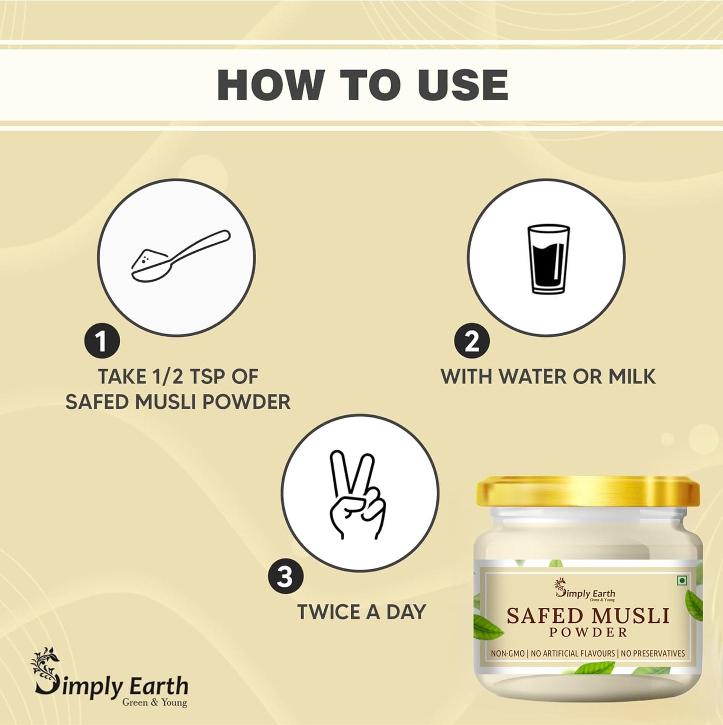 Simply Earth Strength Combo: 100g Safed Musli Root Powder + 100g Peruvian Maca Root Powder - Pure Organic Superfood for Immunity, Vitality and Energy