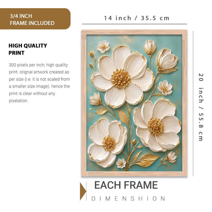 Floral Wall Art Home Decoration | Aesthetic Floral Paintings With Frame For Living Room Bed Room Hotel Wall Decor Digital Reprint Set of 1 (14X20)