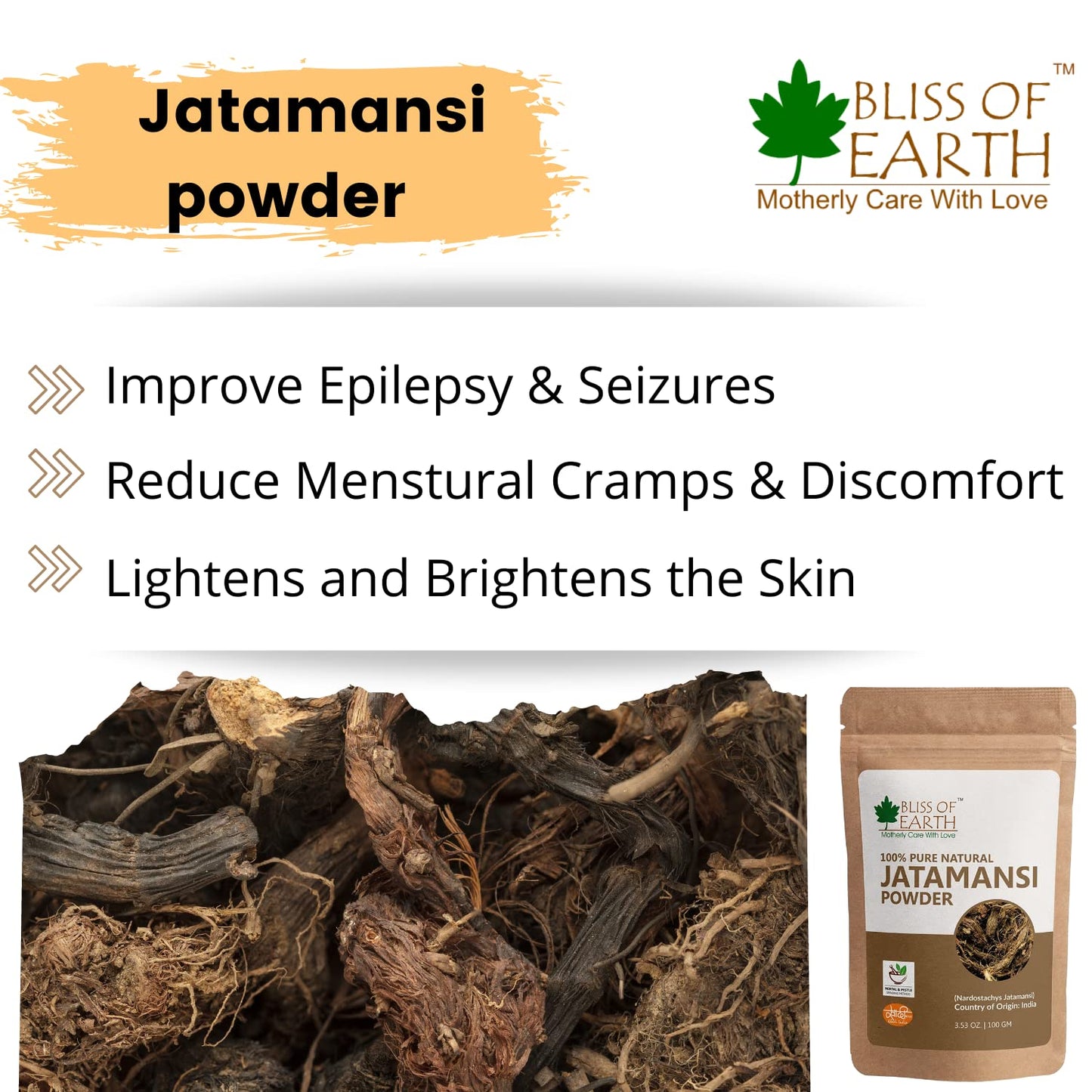 Bliss of Earth 100% Pure & Natural Jatamansi Powder For Hair Growth & Eating, 100gm