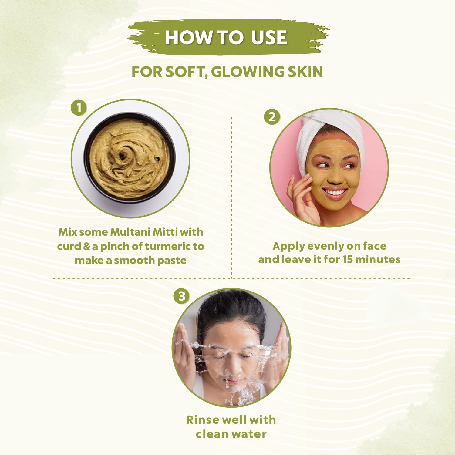 Step-by-step guide on how to use a multani mitti mask for soft, glowing skin.