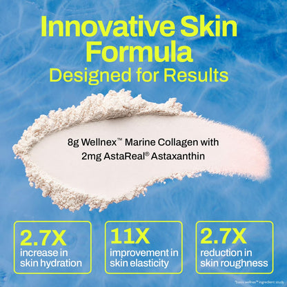 Chicnutrix Marine Collagen Supplements Powder for Women & Men | 8000mg Japanese Marine Collagen Peptides, AstaReal Astaxanthin | Zero Sugar, Fast Absorption & No Fishy Aftertaste | Lemonade Flavour