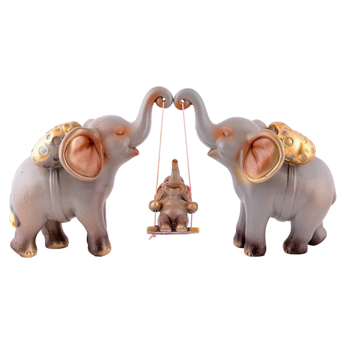Decorative Elephant Family Showpiece Home & Office Decor(Grey)