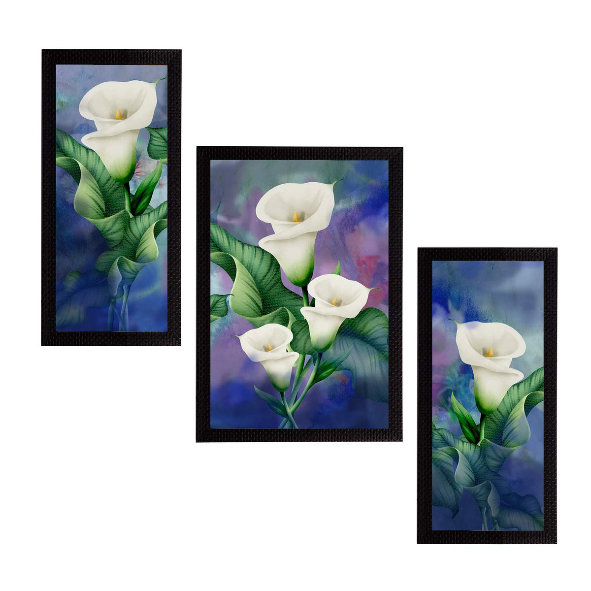 Set of 3 Botanical and Floral Satin Matt Textured UV Art Painting