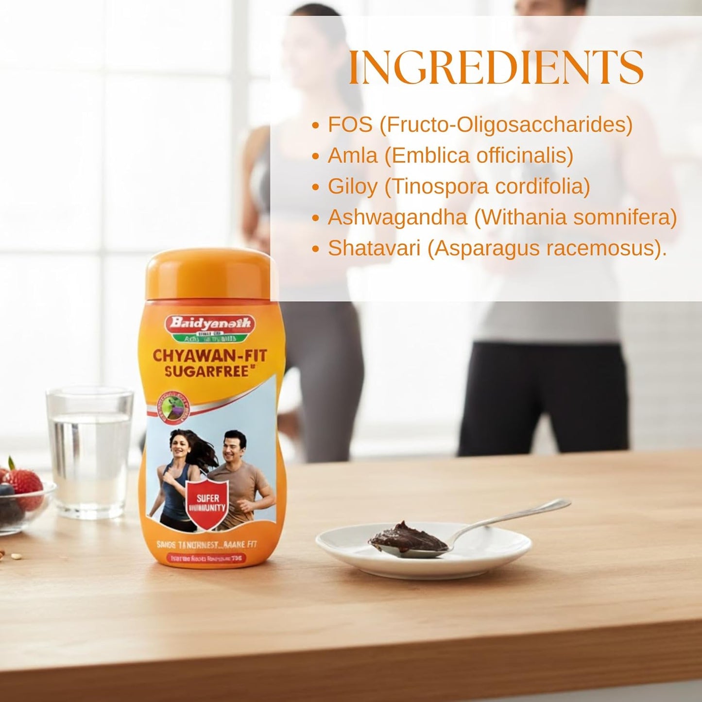 Baidyanath Jhansi Chyawan-fit Sugarfree Chyawanprash 1 Kg Enriched With Ashwagandha, Amla & Kesar, 35 Ayurvedic Herbs Boosts Physical Strength, Energy & Immunity