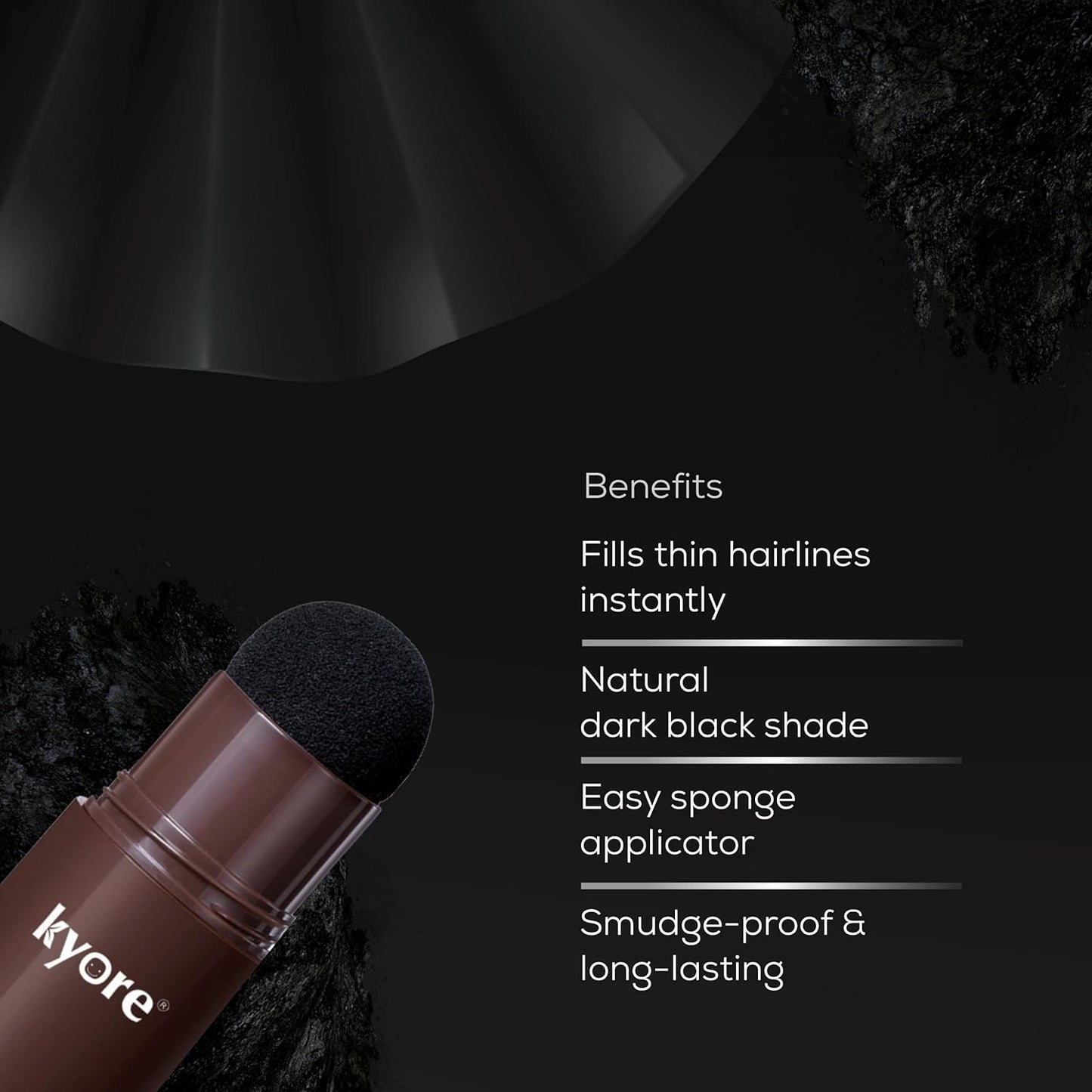kyore product with benefits listed on a dark background