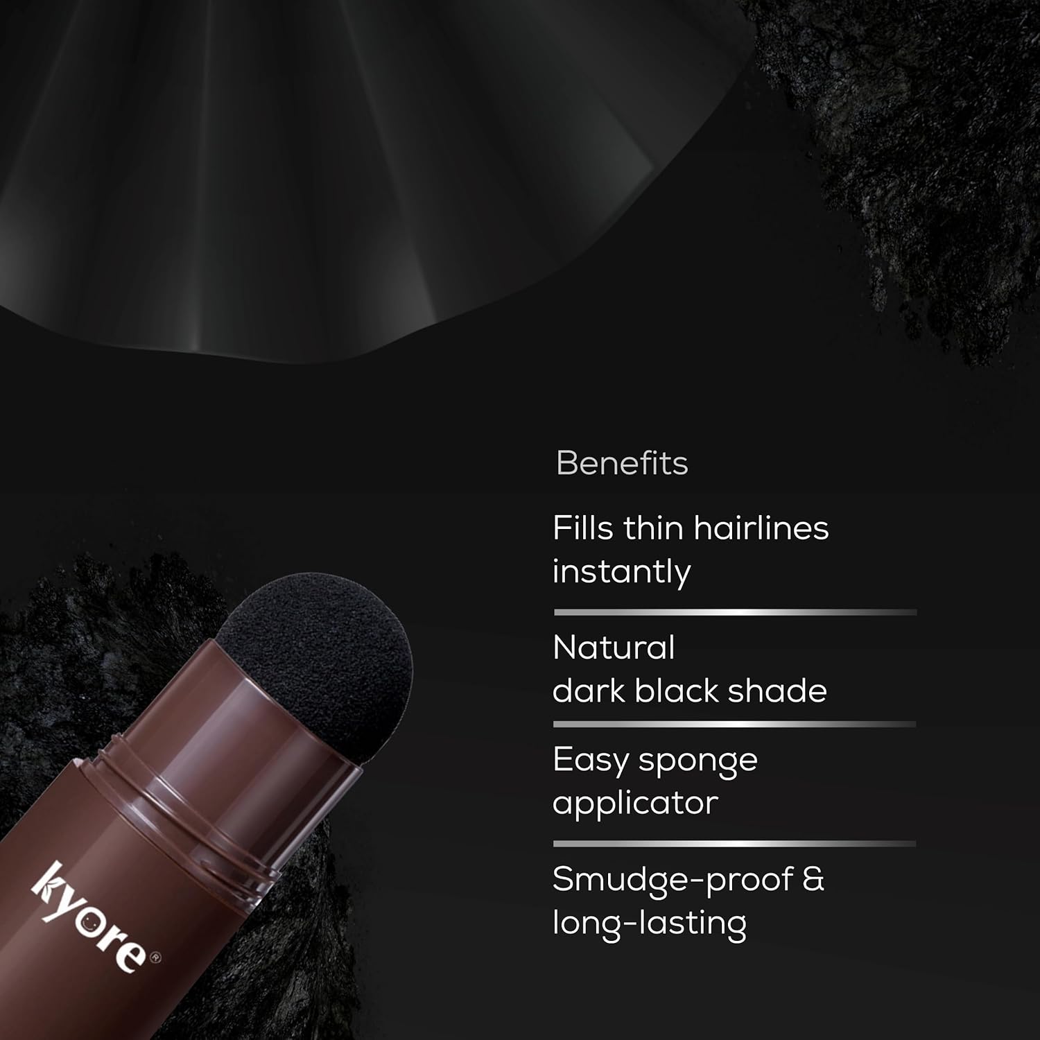 kyore product with benefits listed on a dark background