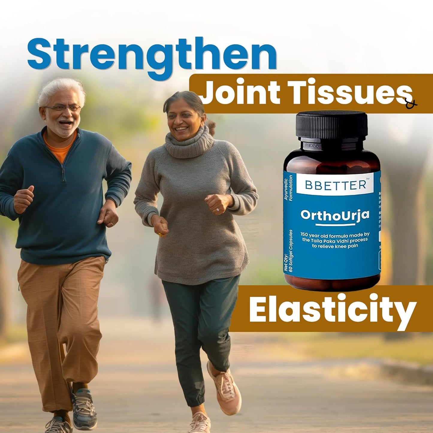 BBETTER OrthoUrja -Lab Tested Ayurvedic Medicine for Knee pain, Joint Pain & Arthiritis Relief | Made by Taila Paka Vidhi Method | 60 Softgels