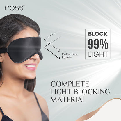 Ross 100% Mulberry Silk Sleep Mask – Luxuriously Soft, Smooth & Breathable Eye Mask for Ultimate Comfort, Deeper Sleep & Complete Darkness – Perfect for Travel, Meditation & Relaxation (Black)