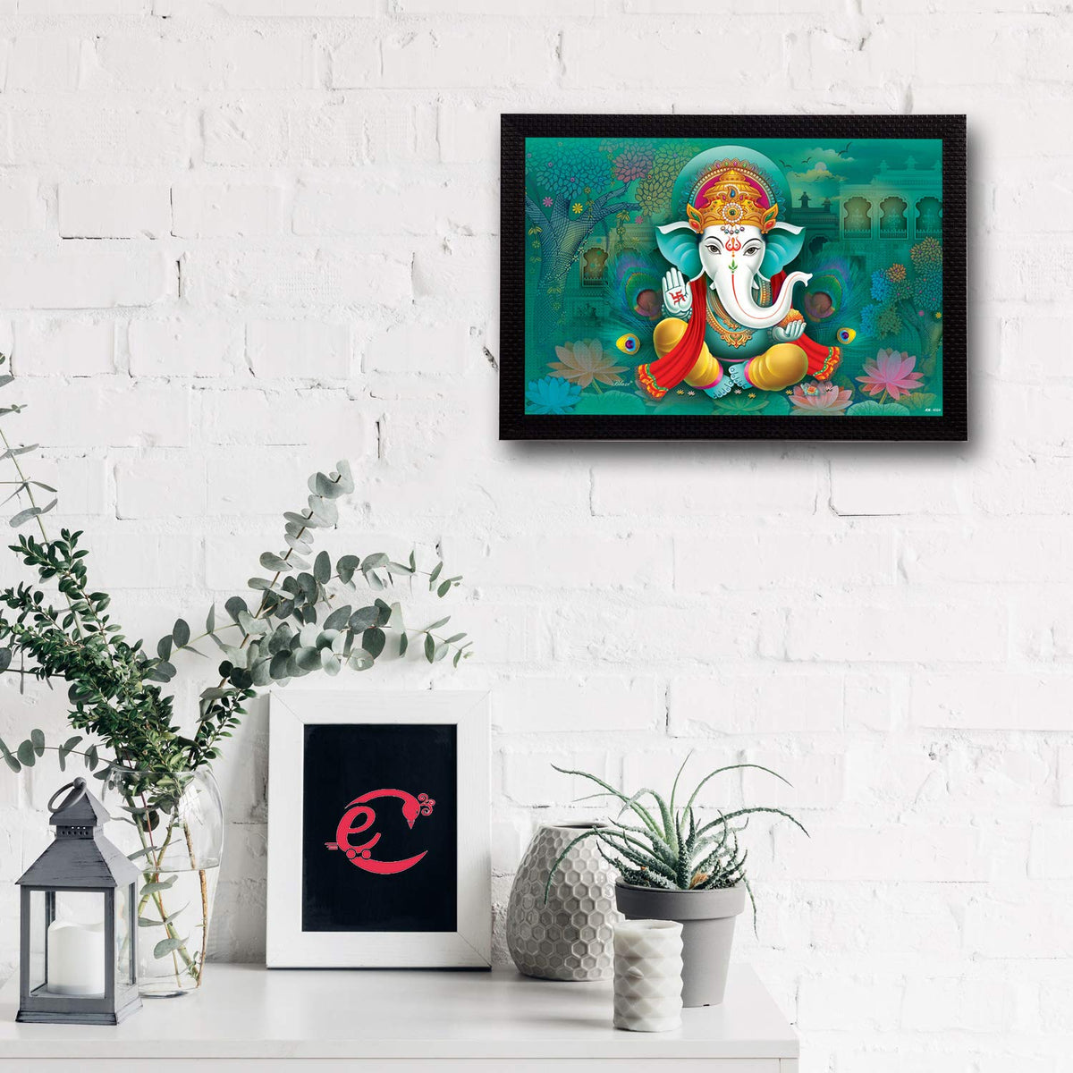 'Lord Ganesha' Satin Matt Texture UV Art Painting (Synthetic Wood, 27.94 cm x 35.56 cm, FPR2A6324)