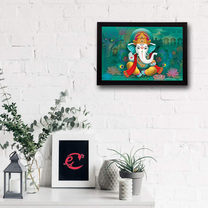 'Lord Ganesha' Satin Matt Texture UV Art Painting (Synthetic Wood, 27.94 cm x 35.56 cm, FPR2A6324)