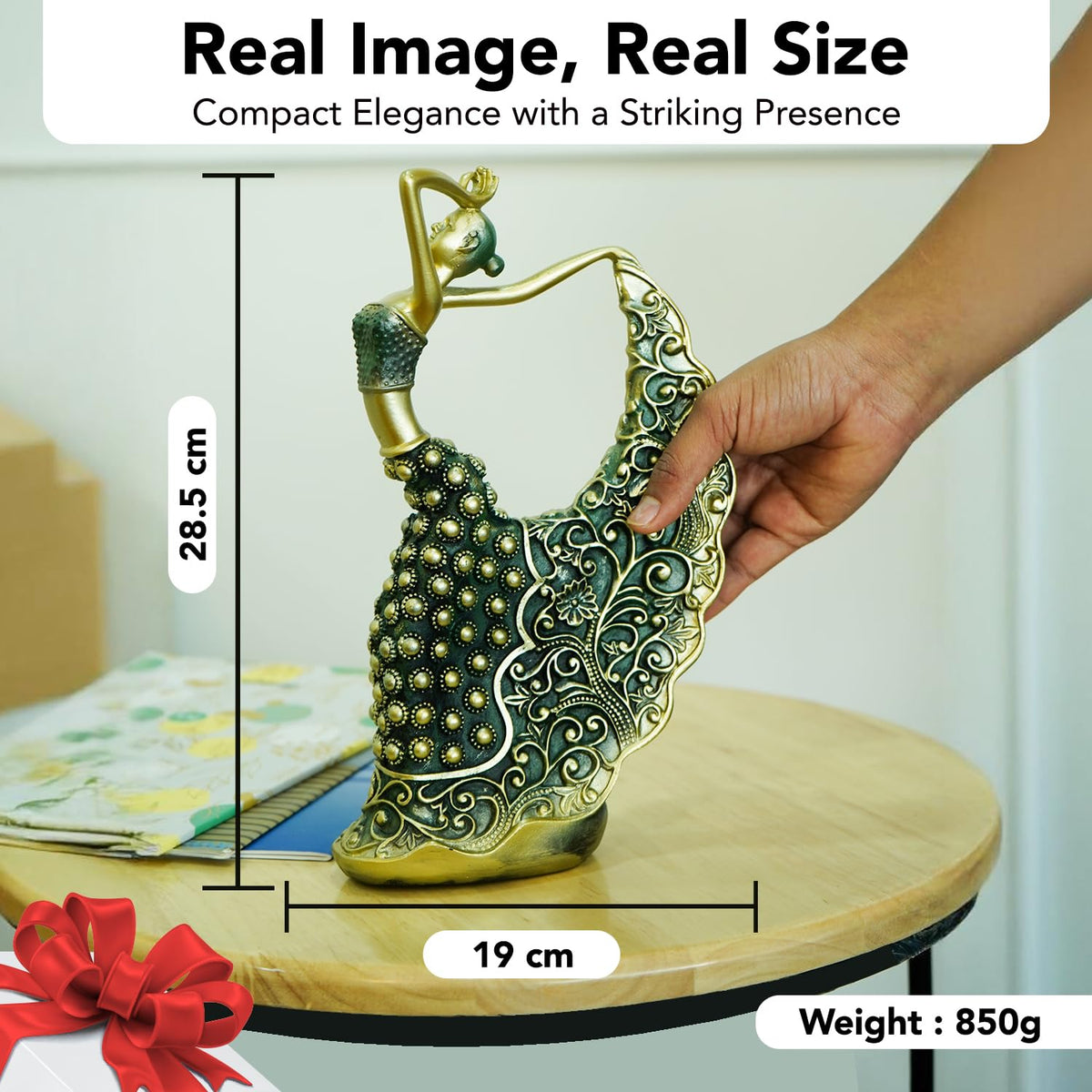 Nostrae Female Peacock Dancer Show Pieces for Home Decor Living Room Decorative Items | Aesthetic Dancing Lady Showpieces Gift Item | Center Table Tv Office Desk Interior Statue Figurines