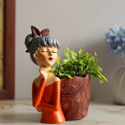 Kawai Homes Showpiece for Home Decor - Cute Table Resin Miniature Decorative Stylish Figurines Items for Living Room Kitchen Kids Bedroom Study Room Decoration Accessories (Basket Girl)