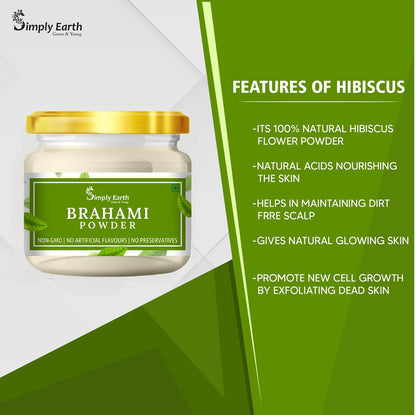 Simply Earth Organic Brahmi (Bacopa Monnieri) 100% Bio Organic Brahmi Leaves Powder for Hair Growth & Skin Care - 100GM