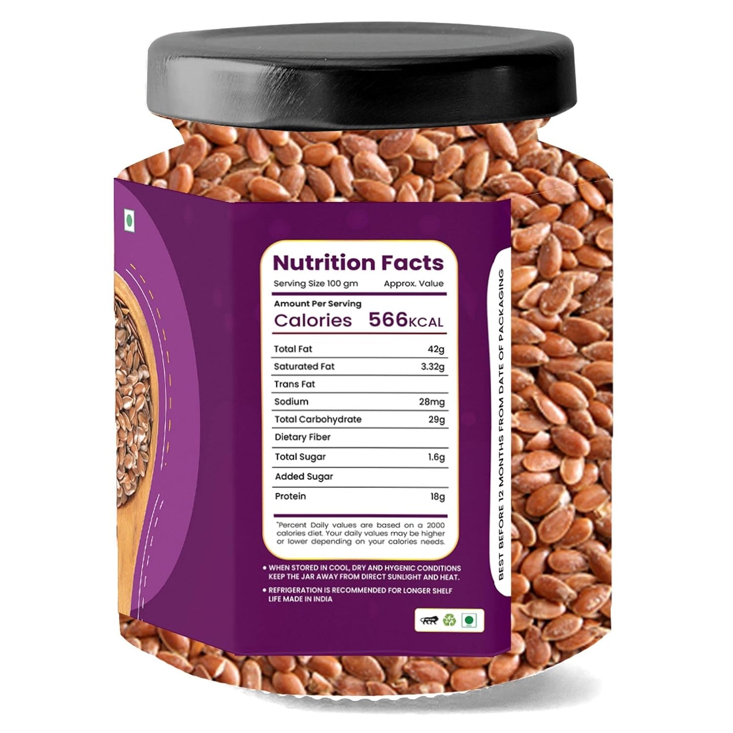 LILA DRY FRUITS Roasted Flax Seeds | Crunchy Healthy Seed for Daily Use Premium Roasted Alsi Seeds for Salads Smoothies Baking & Snacking Perfect for Gifting