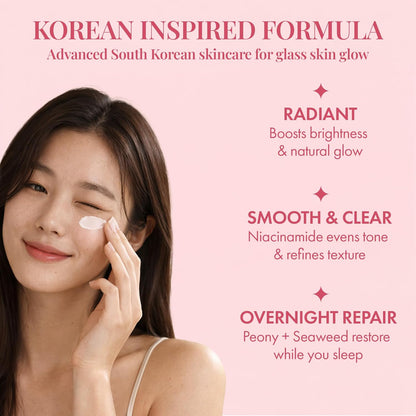 Mitchell USA Brightening Korean inspired Night Face Cream | Reduces Dark Spot, Pigmentation, Wrinkles | With Niacinamide, Peony Flower Extract | Anti Aging Cream for Men & Women | All Skin Types | 50g