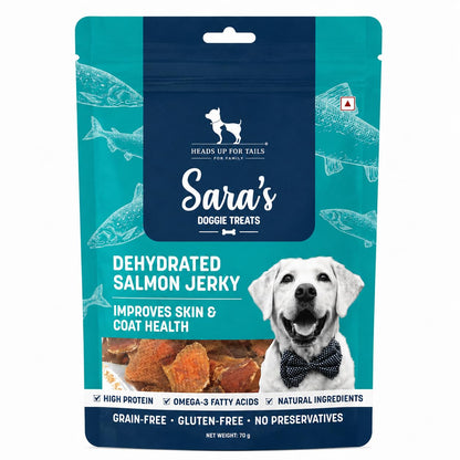 Sara’s Doggie Treats – Dehydrated Salmon Jerky for Dogs – 70 gm | 100% Natural, High-Protein Dog Treat | Grain-Free, Preservative-Free Snacks for All Breeds