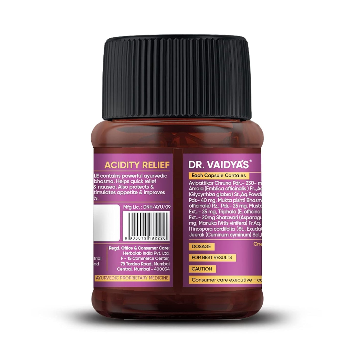 DR. VAIDYA'S Acidity Relief Capsules Ayurvedic Medicine For Acidity and Gas, 30 Capsules