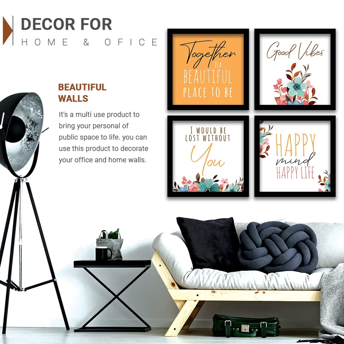 3D Floral Botanical Wall Painting with Frame | Premium Textured Flower & Leaf Artwork, Pastel Nature Wall Decor Framed for Living Room Bedroom Office and Home Decoration