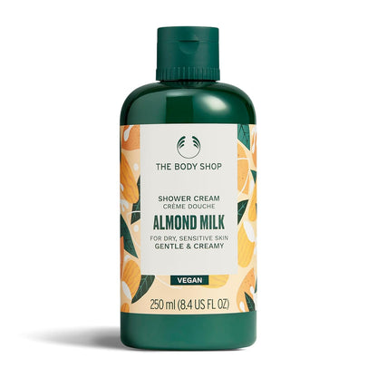 The Body Shop Almond Milk Soothing & Caring Shower Cream, 250 ML - Dry, Sensitive Skin | Cleanse, Help Soften & Comfort |Vegan