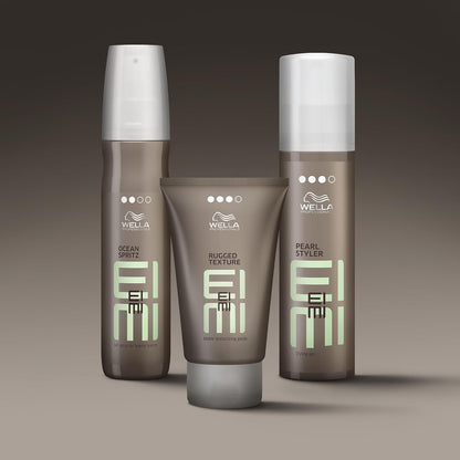 Wella Eimi hair care products on a gradient background